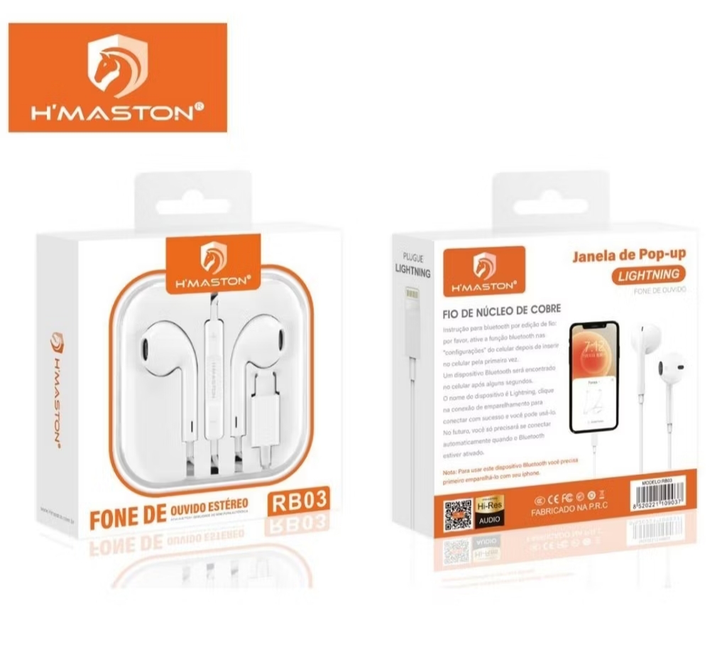 Fone de ouvido com fio/ entrada ios