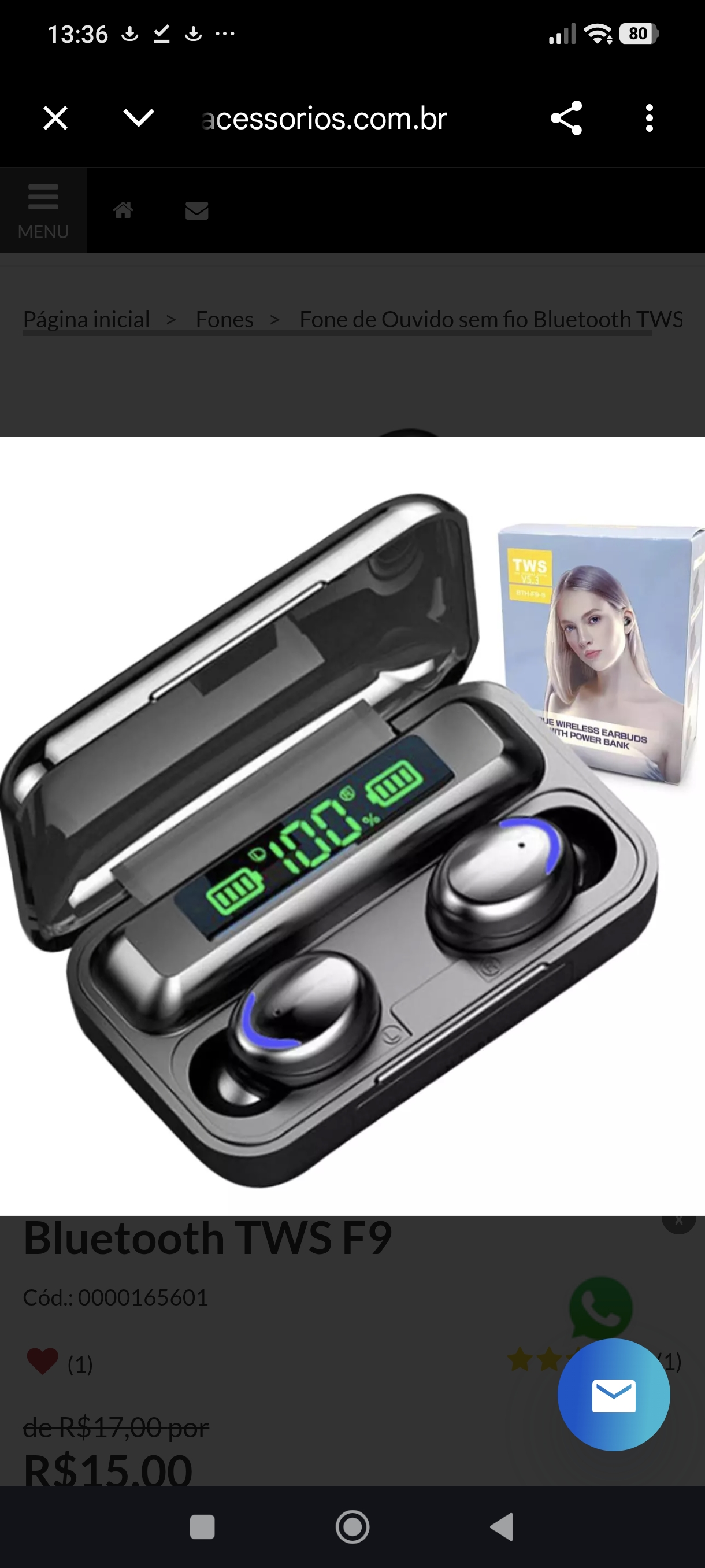 Fone de ouvido bluetooth tws
