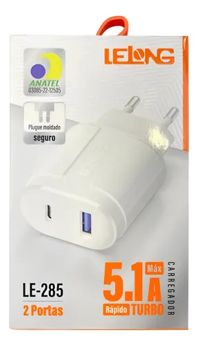 Fonte carregador celular lelong 5.1 A